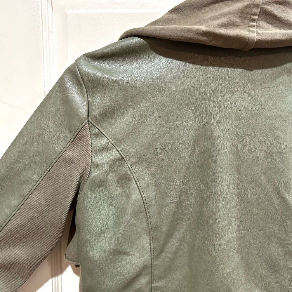 BlankNYC Olive Green Vegan Leather Moto Jacket Size S - Picture 7 of 13